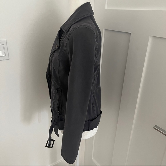 NWOT Anthropologie Marrakech Moto Jacket SzXS Gray Cotton Stretch Crop Denim*J19 - Picture 5 of 9